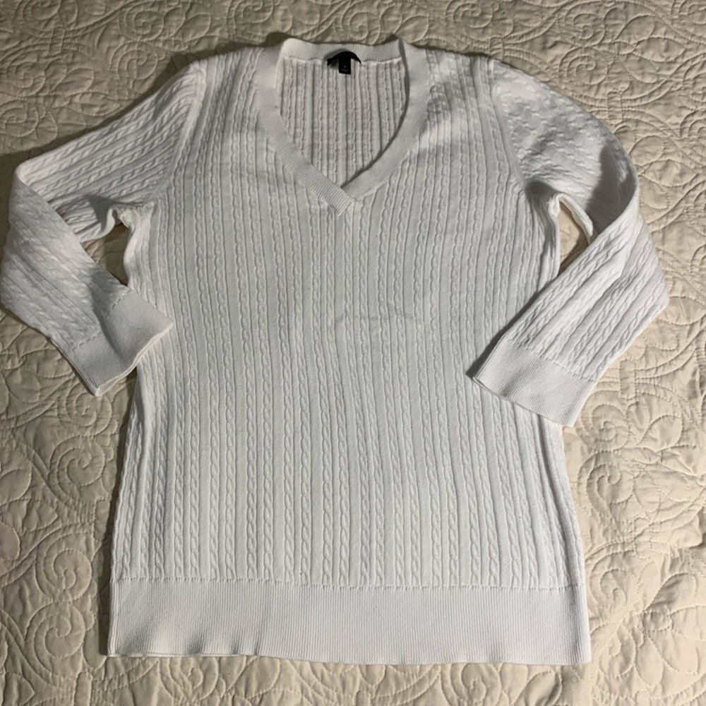 Talbots cotton v neck cable sweater size S